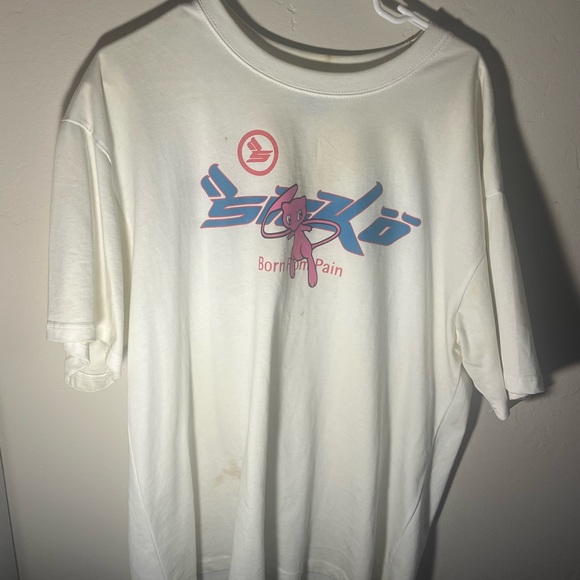 White SICKO Graphic T-Shirt with Pink and Blue Design - Picture 1 of 2